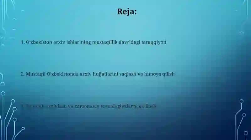 Mustaqil Oʻzbekiston arxiv ishi 2