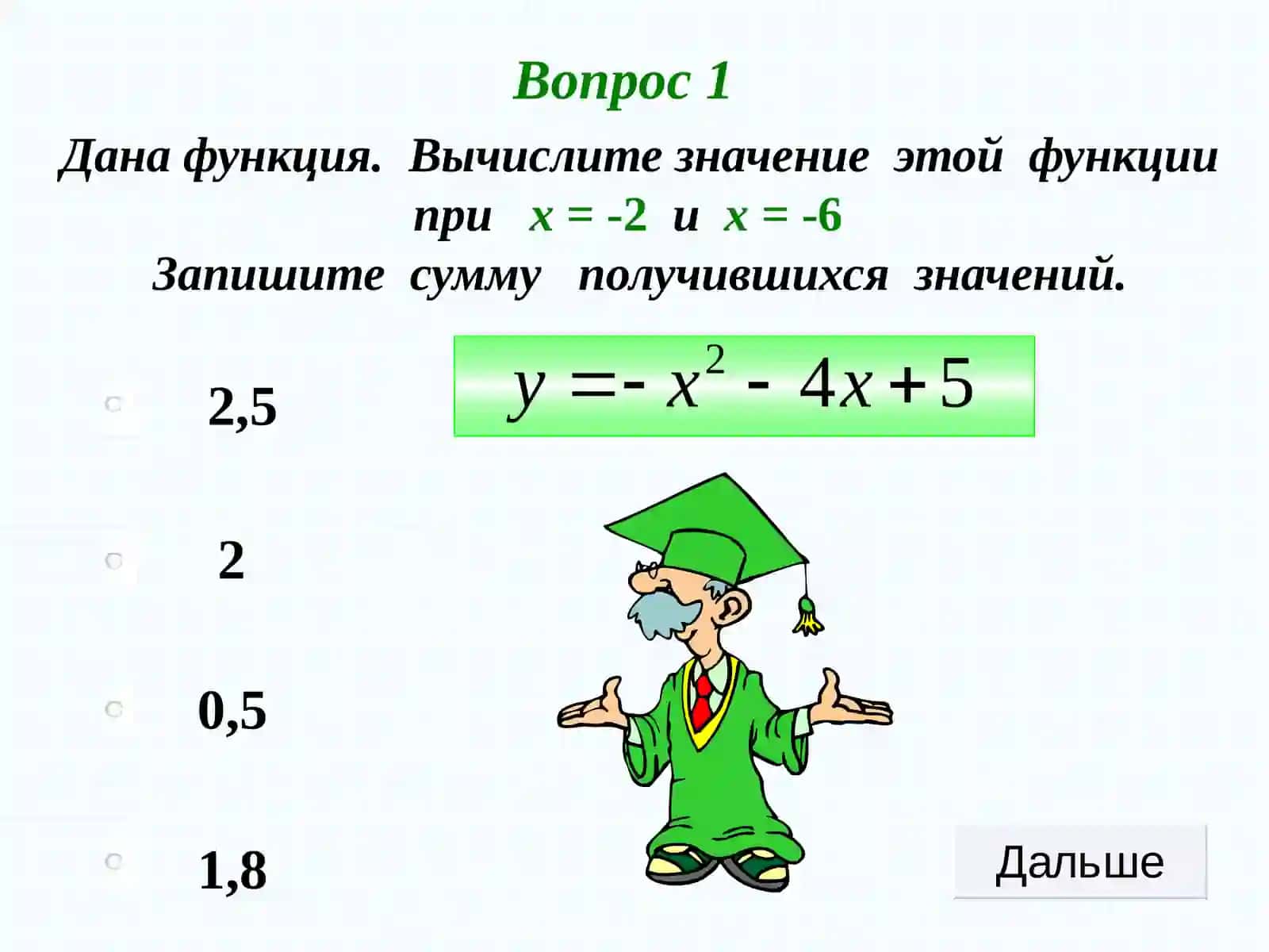 Линейная функция. 1 вариант. Тест. 7 класс 2