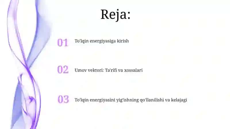 To'lqin energiyasi.Umovvektori 2
