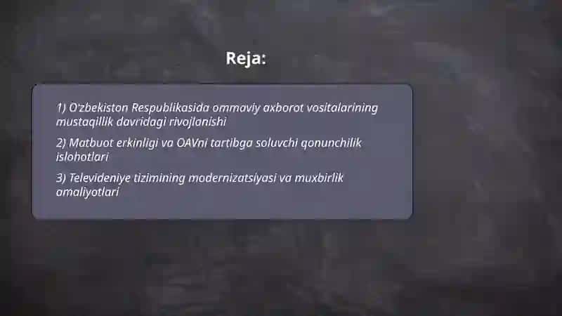 Oʻzbekiston Respublikasida ommaviy axborot vositalarining faoliyati 2