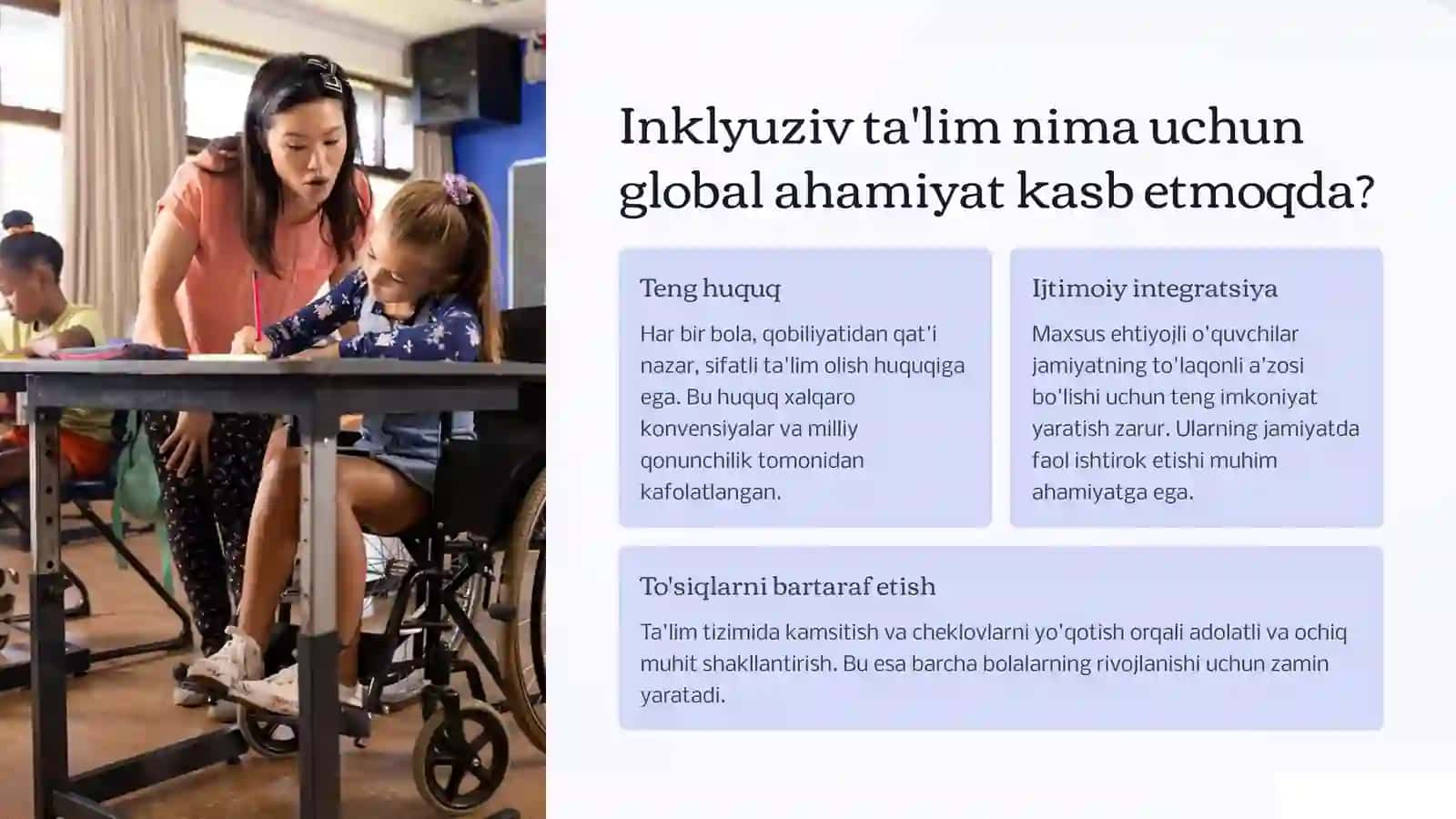 Inklyuziv ta'limning butun jahonda etirof etilishining mohiyati va bu ta'lim tizimining hammasi uchun ochiqligi 2