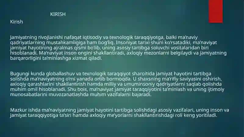 Manaviy jamiyathayotini tartibga solishdagi vazifalari 2