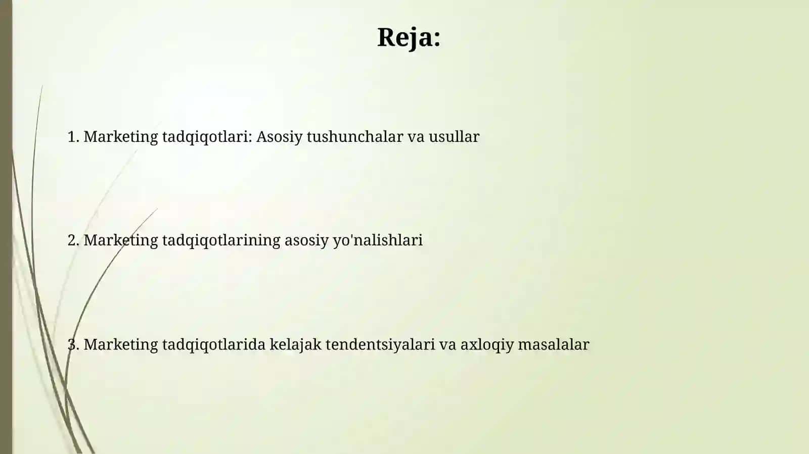 Marketing tadqiqotlari yo'nalishlari 2
