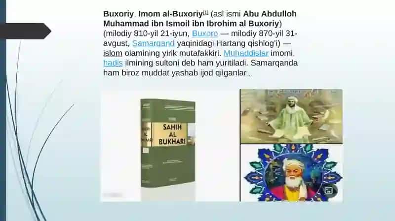Imom Buxoriy va Imom Termiziylarning hadis ilmiga qoʻshgan hissalarini qiyosiy tahlil qilish 2