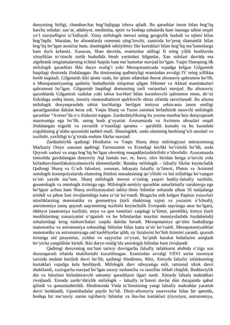 Qadimgi Sharqda asotiriy tasavvurlar va falsafiy bilimlarning paydo bo‘lishi 2