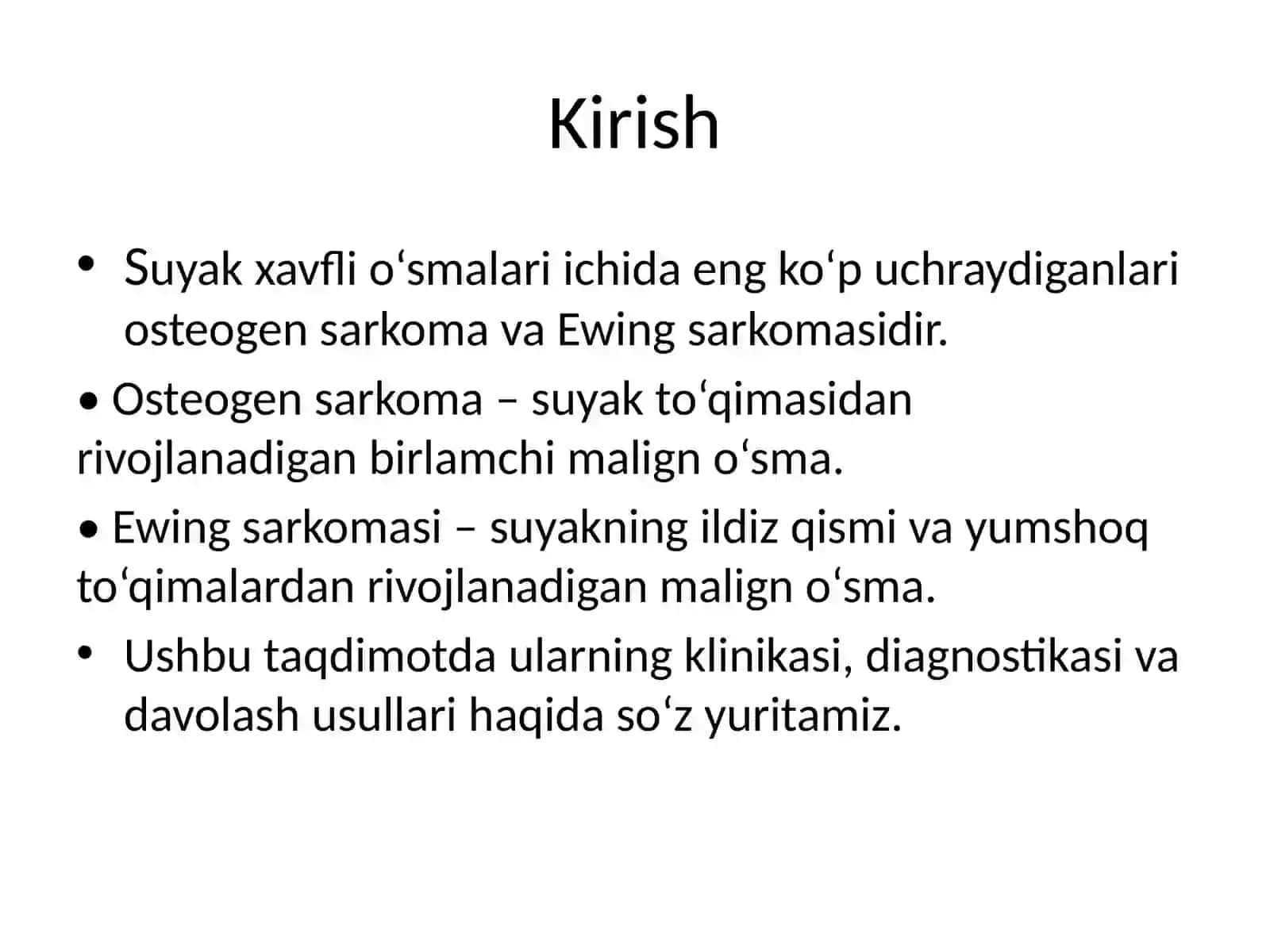 Suyak Xavfli O‘smalari: Osteogen Sarkoma va Ewing Sarkomasi 2