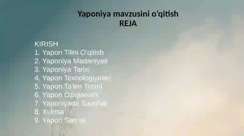 Yaponiya mavzusini o’qitish 2