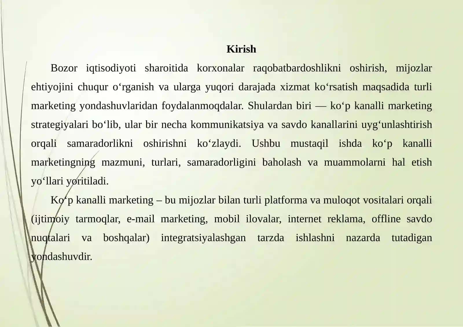 KOʻPKANALLIMARKETINGSTRATEGIYALARIVAULARNINGSAMARADORLIGINITAHLILQILISH 2