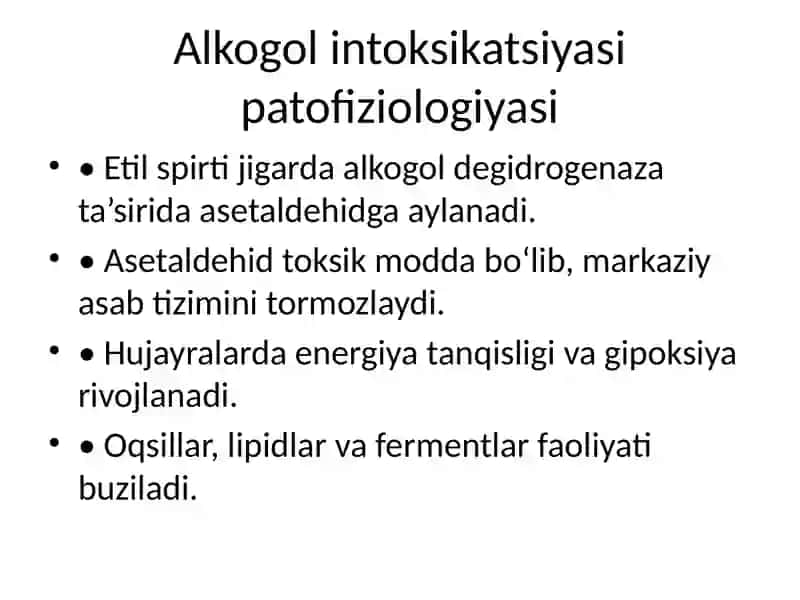 Alkogol intoksikatsiyasida infuzion detoksikatsiya algoritmi (Reamberin asosida) 2