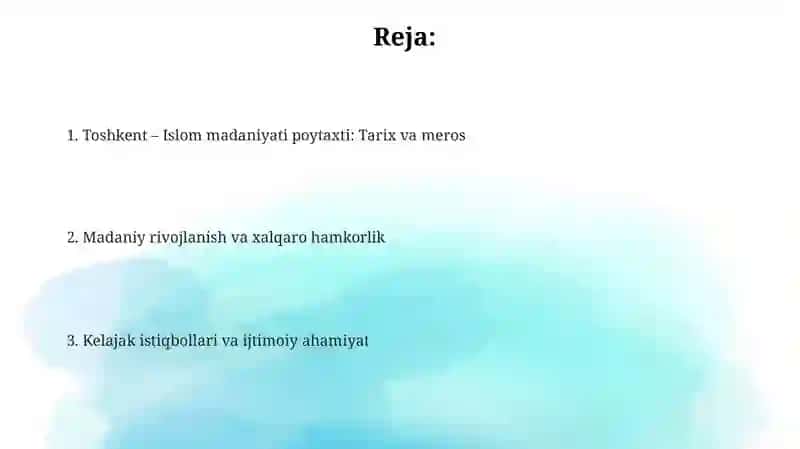 Toshkent – Islom madaniyati poytaxti: Tarix va meros 2