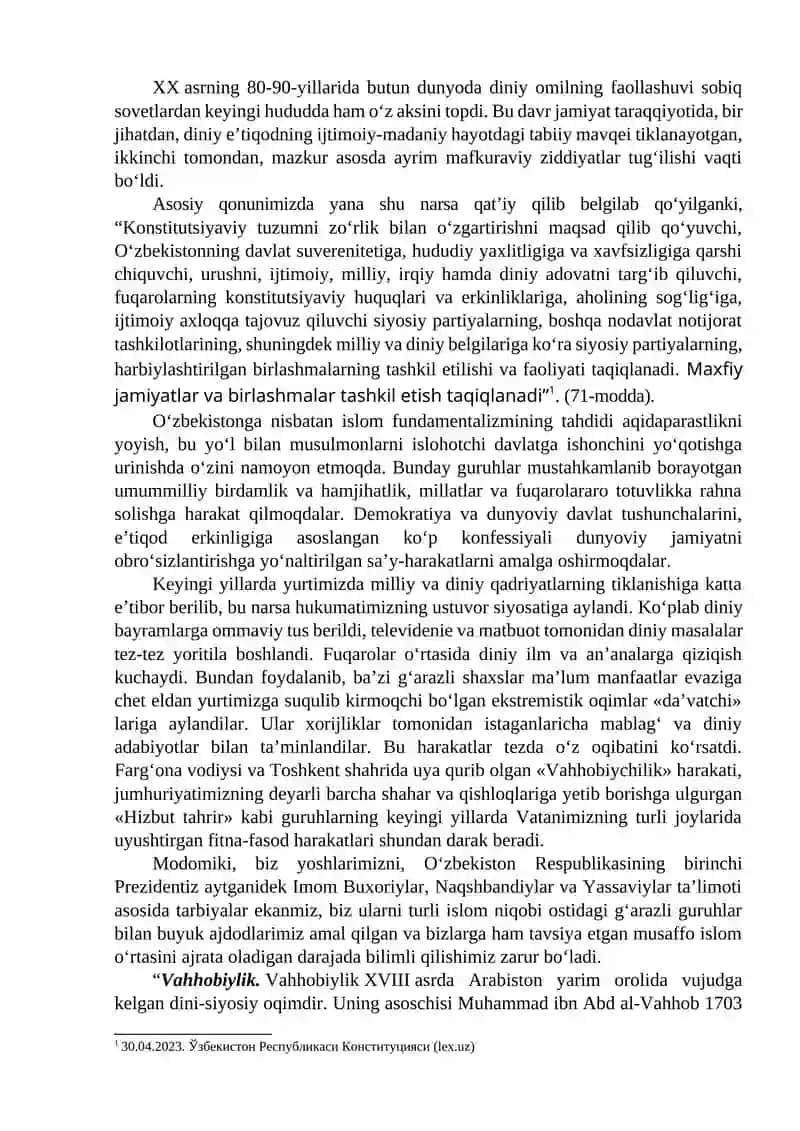 Diniy fundamentalizm, radikalizm va terrorizmning tarixi va yo‘nalishlari 2