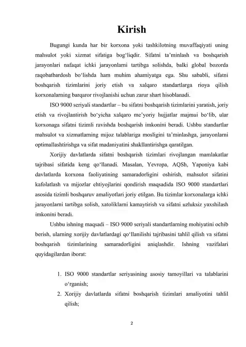 ISO 9000 seriyali standartlar, xorijiy davlatlarda sifatni boshqarish tizimlari 2