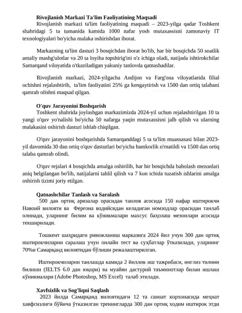 Rivojlanish markazlari taʼlim faoliyati va ularga qoʻyiladigan talablar 2