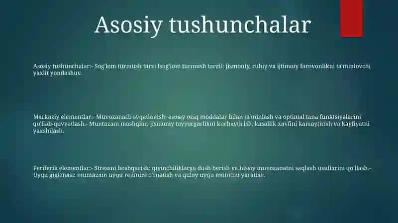 Sog`Lom Turmush Tarzi Nazariyasining Asosiy Va Periferiyasini Tashkil Etuvchi Elementlar 2