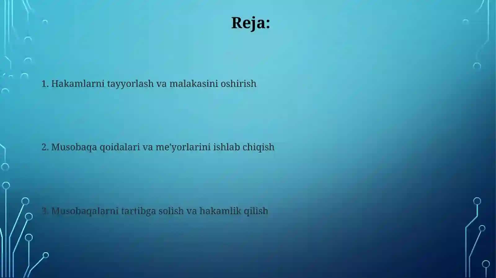 Hakamlarni tayyorlash va malakasini oshirish 2