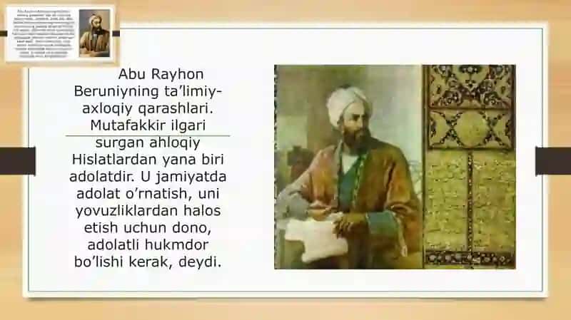 Abu Rayhon Beruniy ta'lim tarbiyaga oid qarashlari. 2