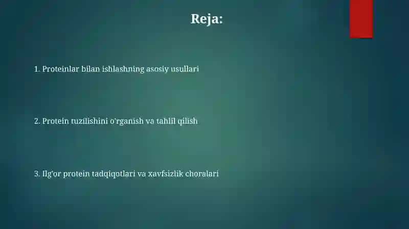 Oqsil moddalariga xos tajribalar 2