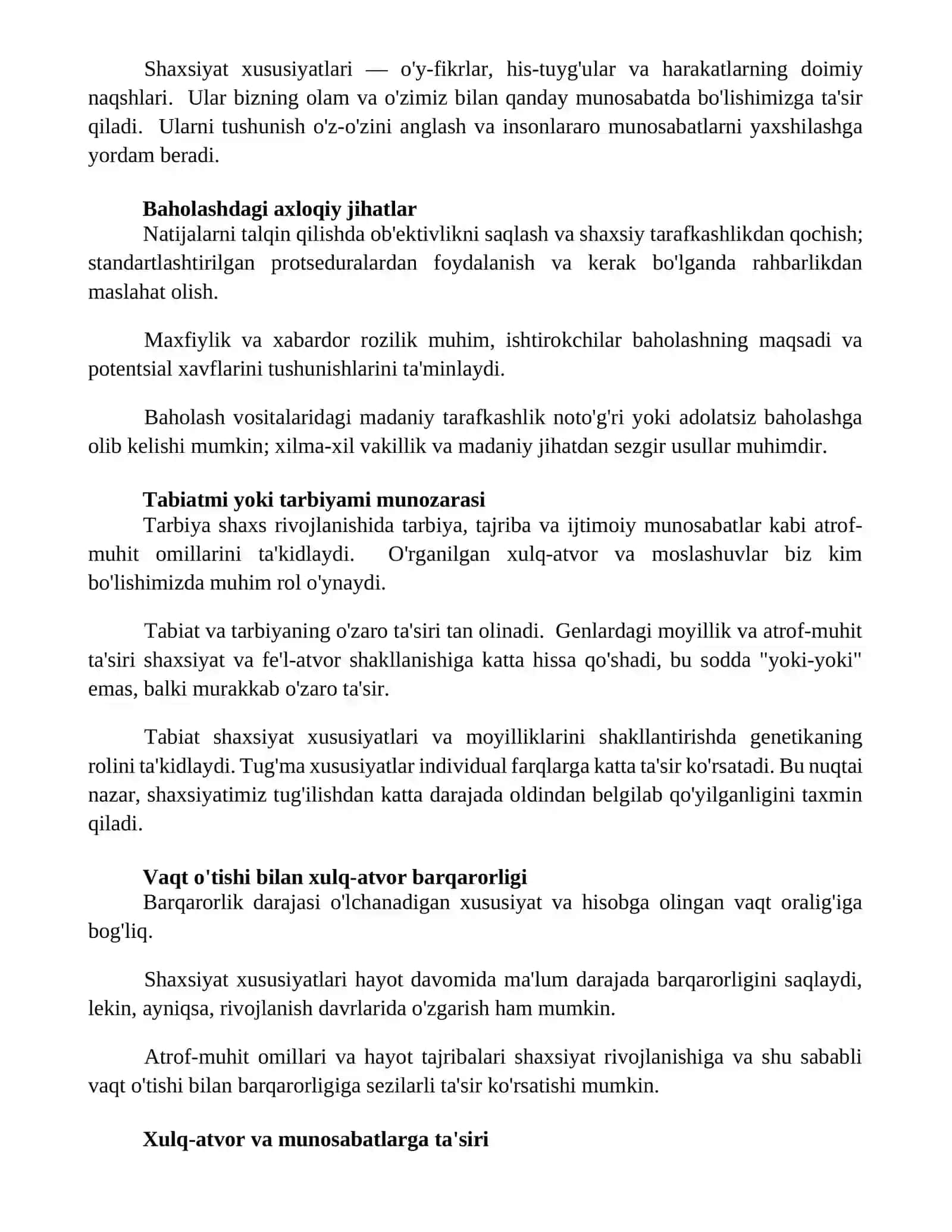 Temperament va shaxsiyatni o'lchash 2