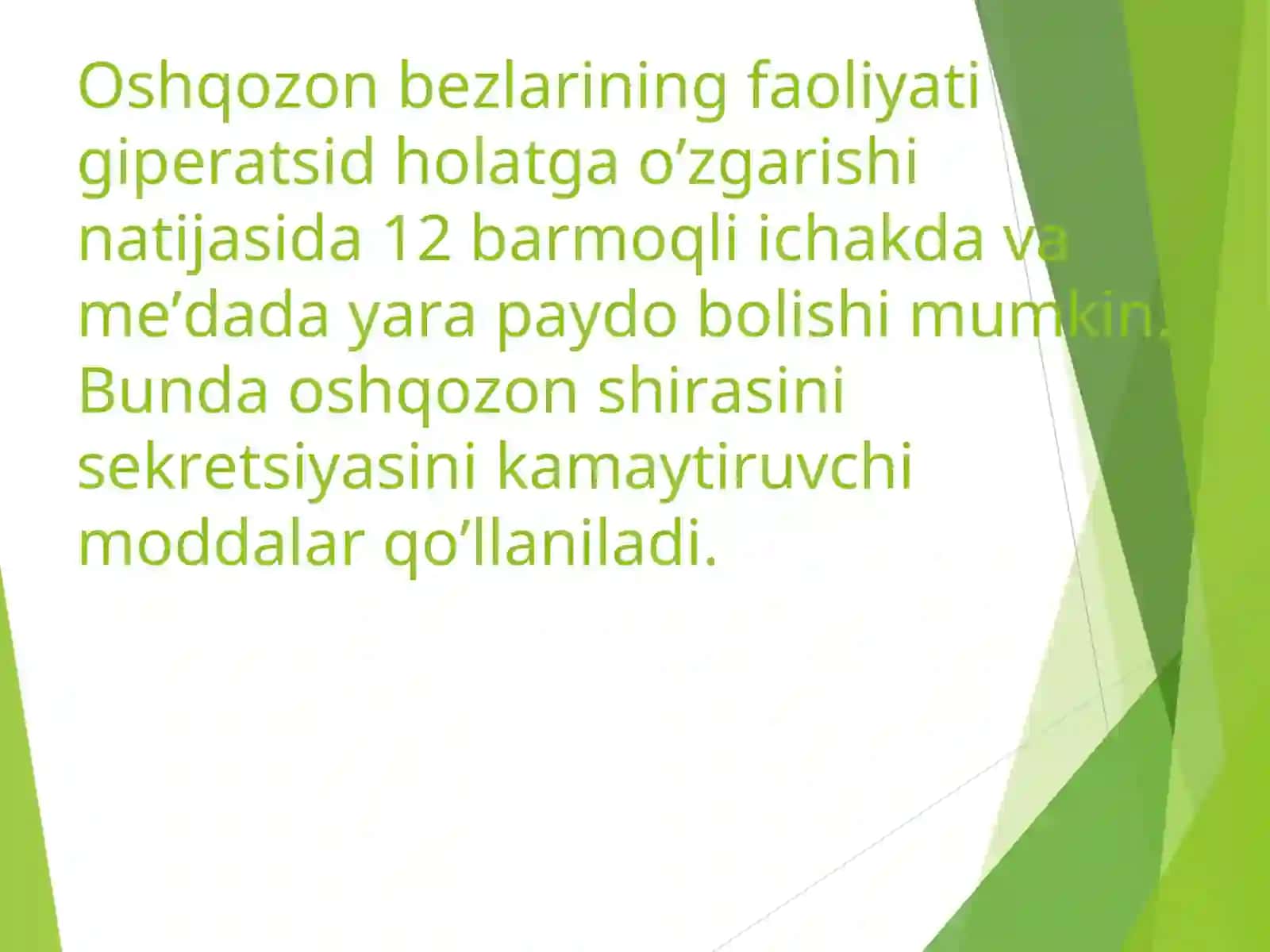 O’n ikki barmoqli ichak va me’da yarasini davolashda qollaniladigan moddalar 2