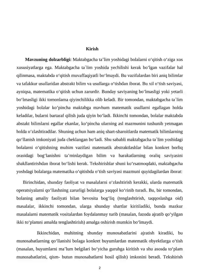 Maktabgacha yoshdagi bolalarda predmetlar miqdorini idrok qilish 2