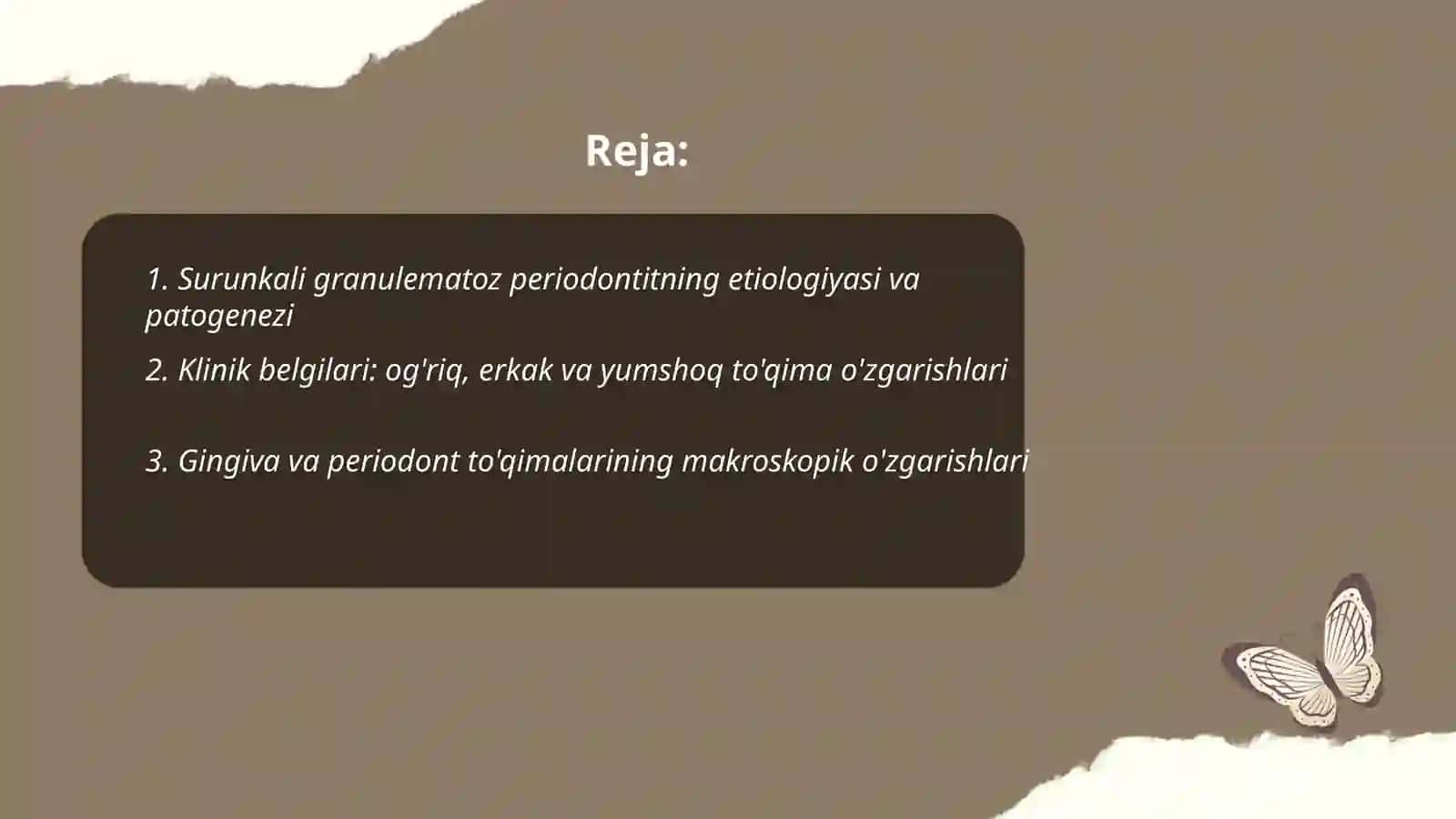 Surunkali granulematoz periodontit. Klinika. Tashxislash va qiyosiy tashxislash 2
