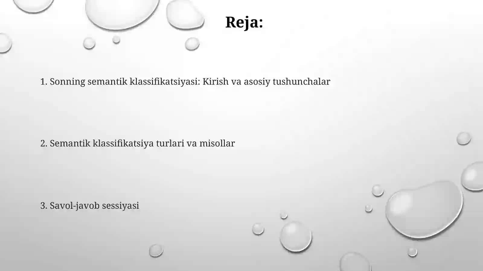 Sonning semantik tasnifi bo'yicha tushuntirish va mavzu bo'yicha savol javob o'tkazish 2
