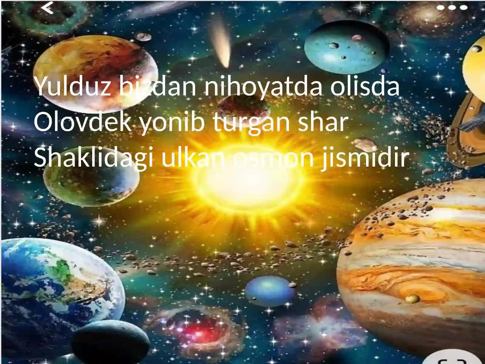 4-sinf Tabiatshunoslik fanidan Yulduzlar quyosh dars ishlanmasi 2