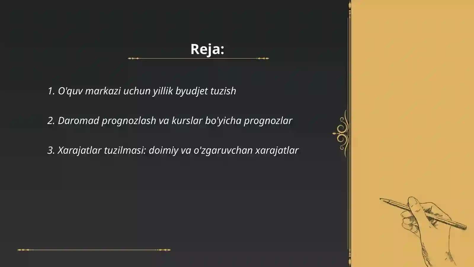 O'quv markazini moliyaviy rejalashtirish 2