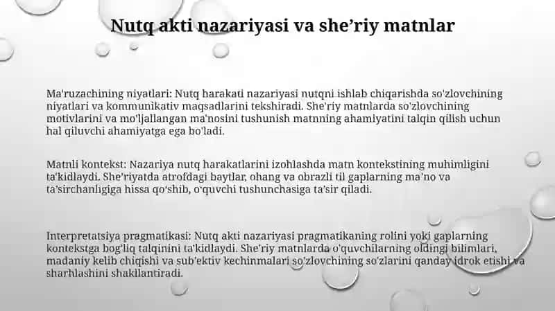 SheʼRiy Matnlarda Nutqiy Akt 2