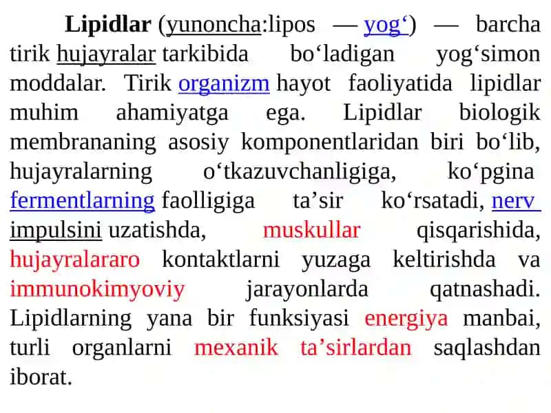 Lipidlar. Vitaminlar. 2