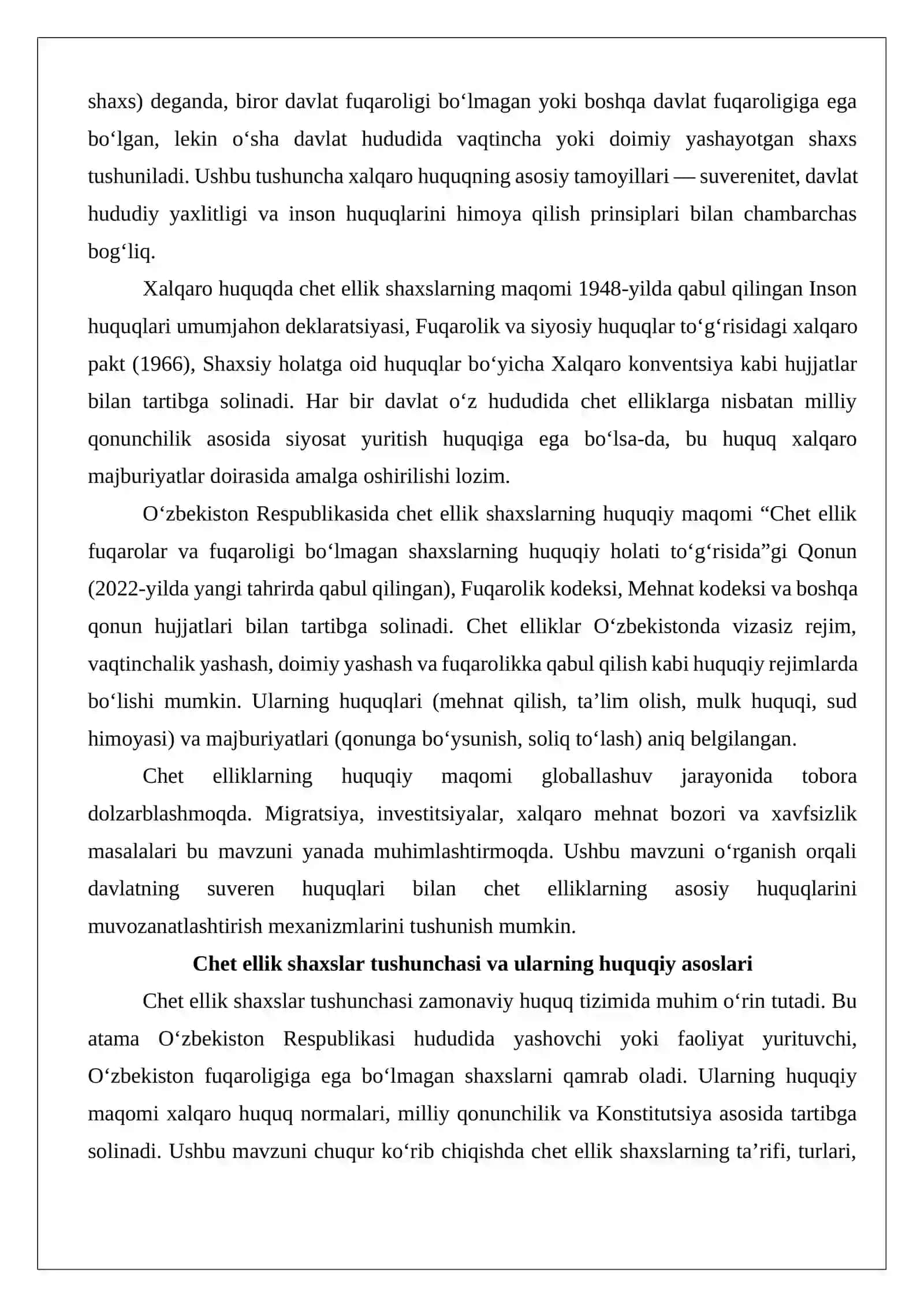 Chet ellik shaxslar tushunchasi, ularning huquqiy maqomi 2