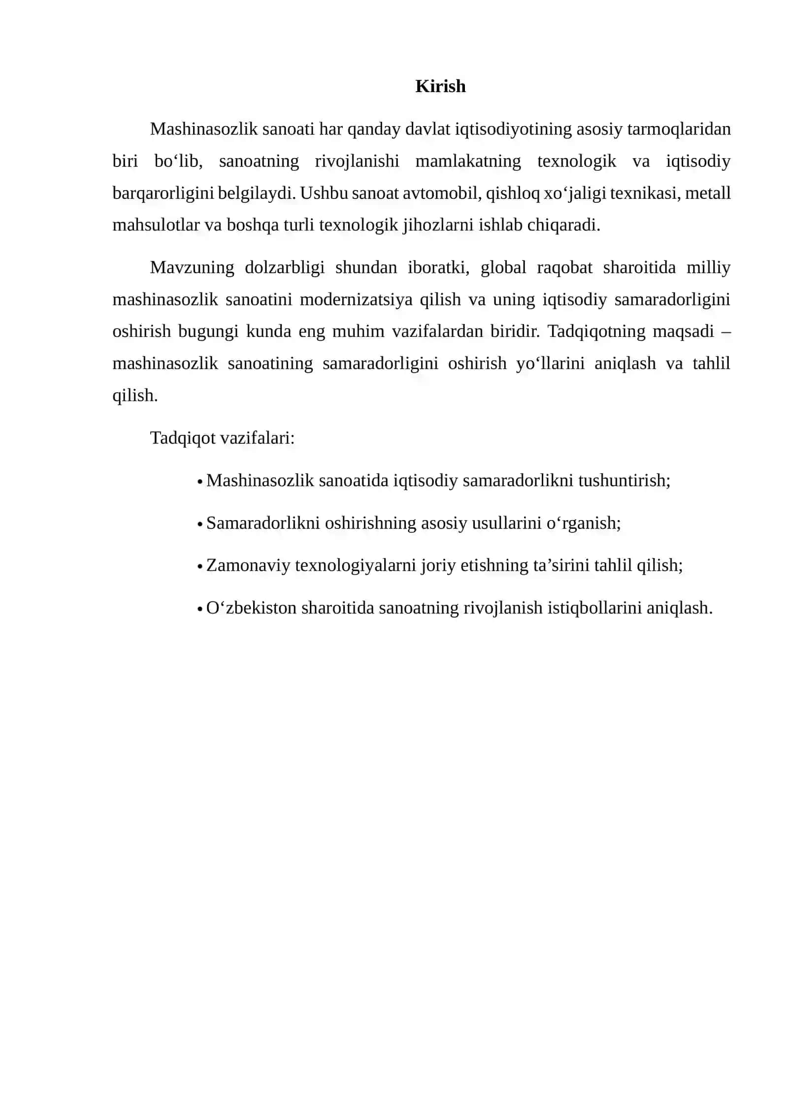 MASHINASOZLIK SANOATINING IQTISODIY SAMARADORLIGINI OSHIRISH 2