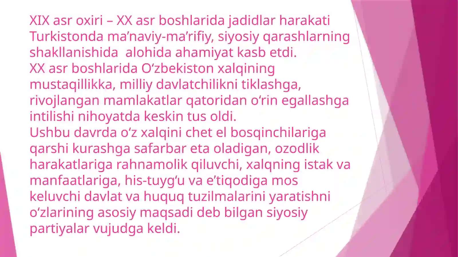 Jadidma’rifatparvarlariningo’lkaijtimoiy–ma’naviyhayotidatutgano’rni(munavvarqori,Fitrat,Behbudiy,Avloniyvaboshqalari) 2
