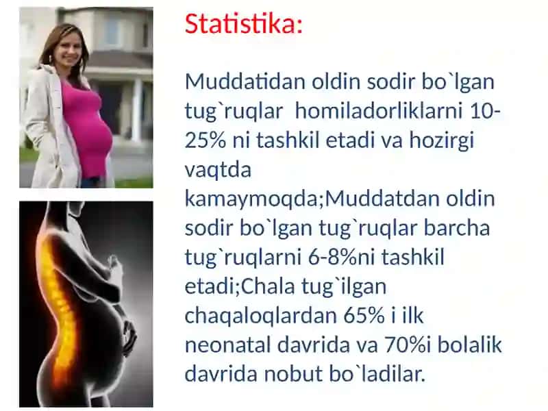 Homiladorlik muddatiga yetmasligi belgilari.Muddatiga yetmasdan tug’ilgan chaqaloqlar parvarishi.FPYE. 2