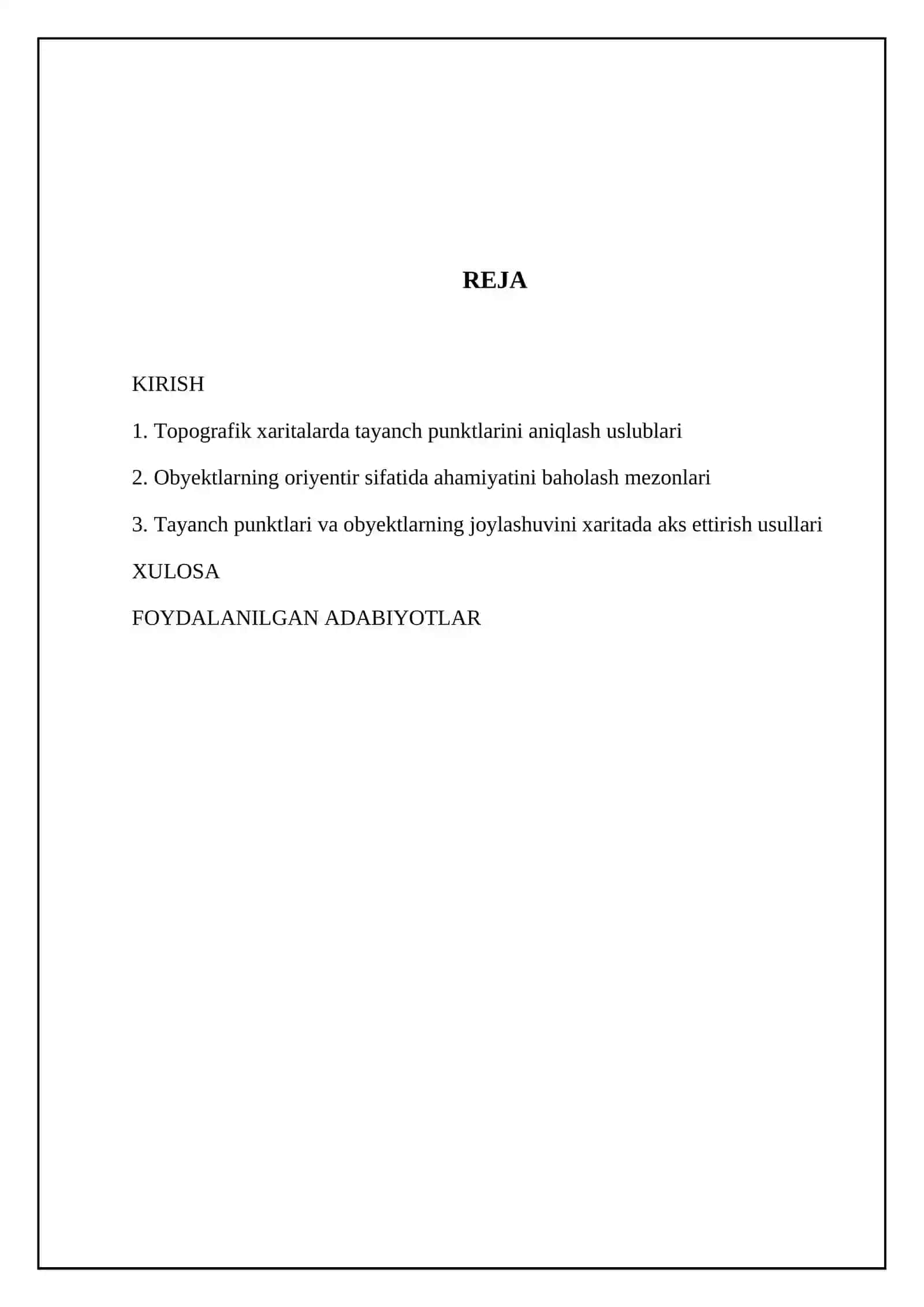 Topografik xaritalarda tayanch punktlari va orintir bo’la oladigan obeyktlar o’rganish 2