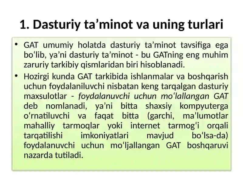 GAT tarkibida boshqarishni tashkil qilish 2
