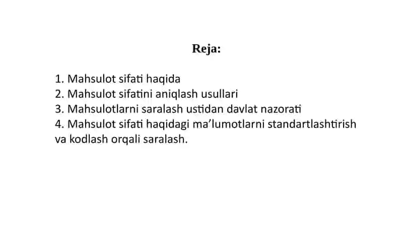 MAHSULOTNI SARALASH TARTIBI 2
