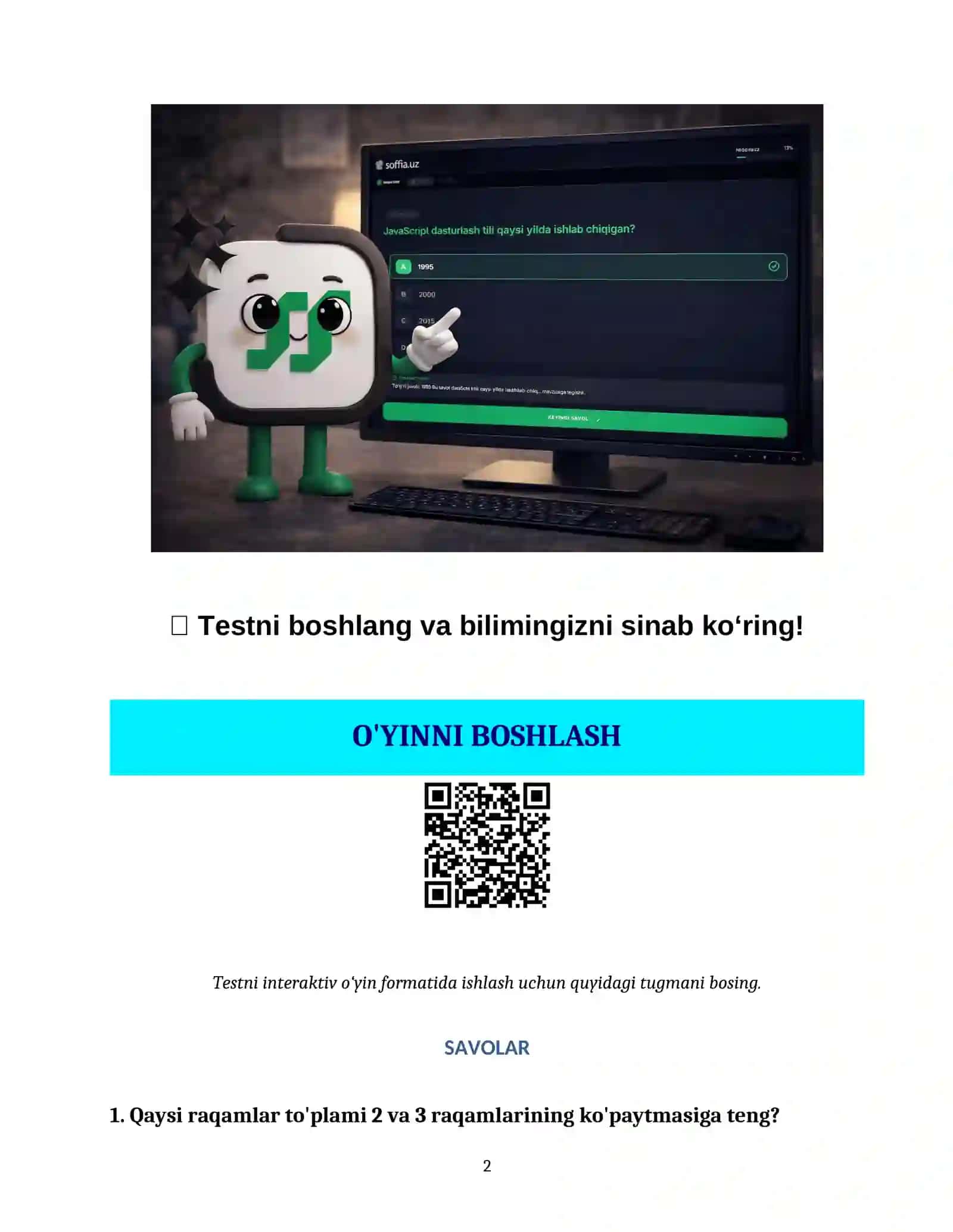 MANTIQIY VA IQ TESTLAR TO'PLAMI 2