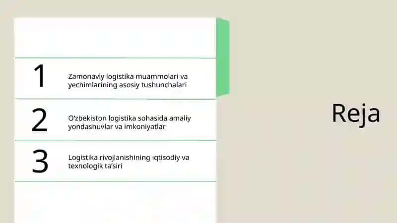 Logistikaning zamonaviy masalalari va  oʻzbekistonda joriy etish imkoniyatlari 2