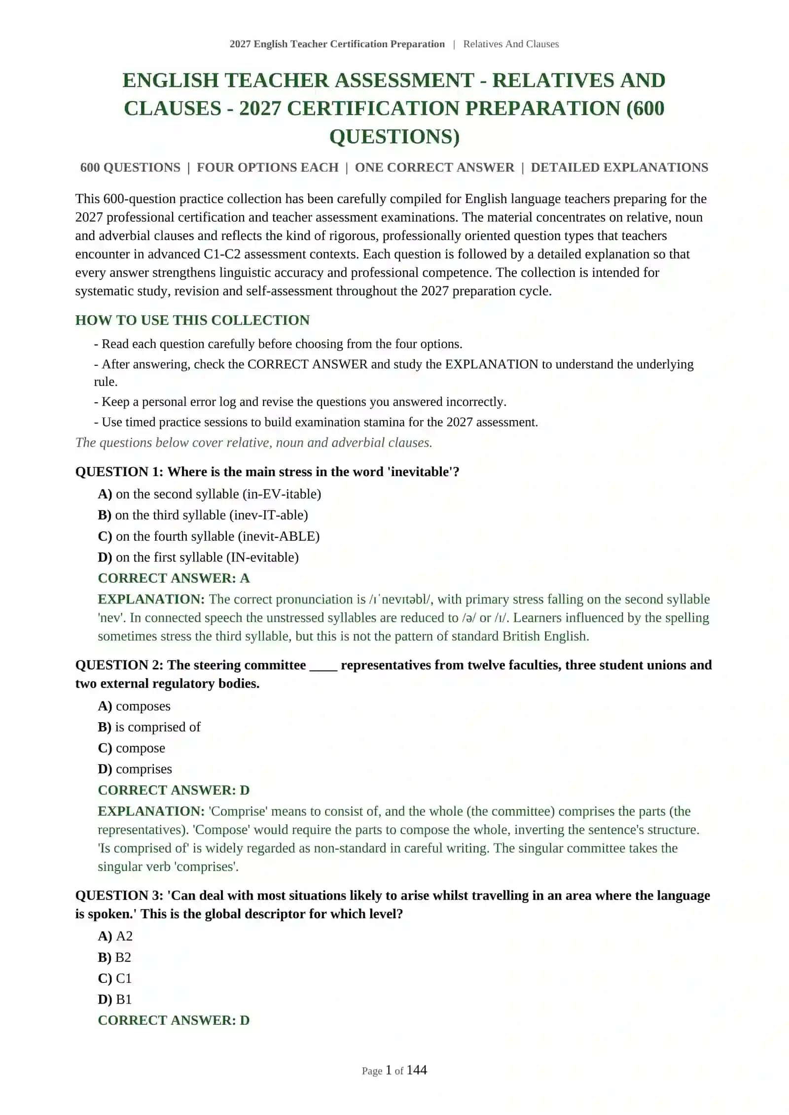RELATIVES AND CLAUSES - 2027 CERTIFICATION PREPARATION 2