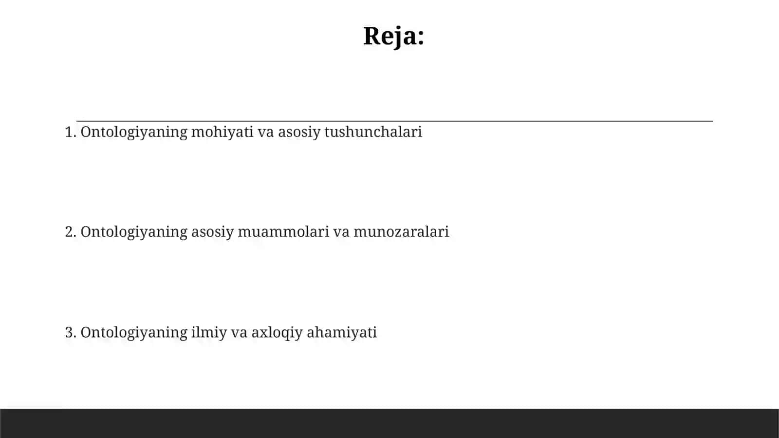 Ontologiya borliq falsafasi boʻyicha 2
