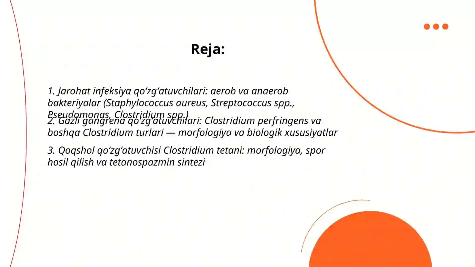 Jarohat infeksiya qoʻzgʻatuvchilari; gazli gangrena, qoqshol kasalliklarini laboratoriya tashxisi 2