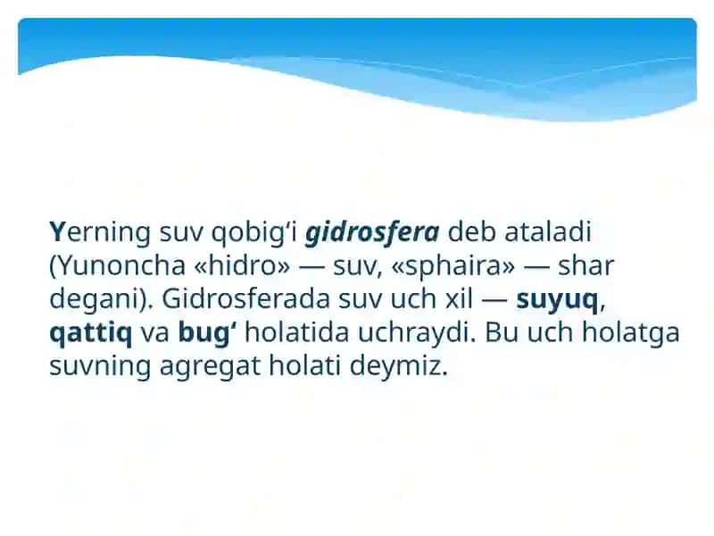 Yerning Geografik Qobig‘i. Gidrosfera 2