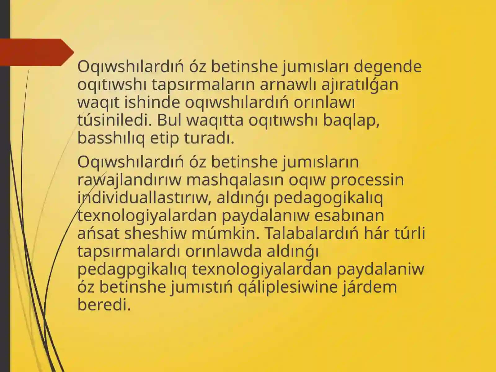 Oqıwshılardıń óz betinshe jumısları 2