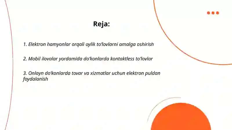 Elektron pullar bulardan foydalanish imkoniyatlari SMMT 75 Yangibayeva Maftuna 2