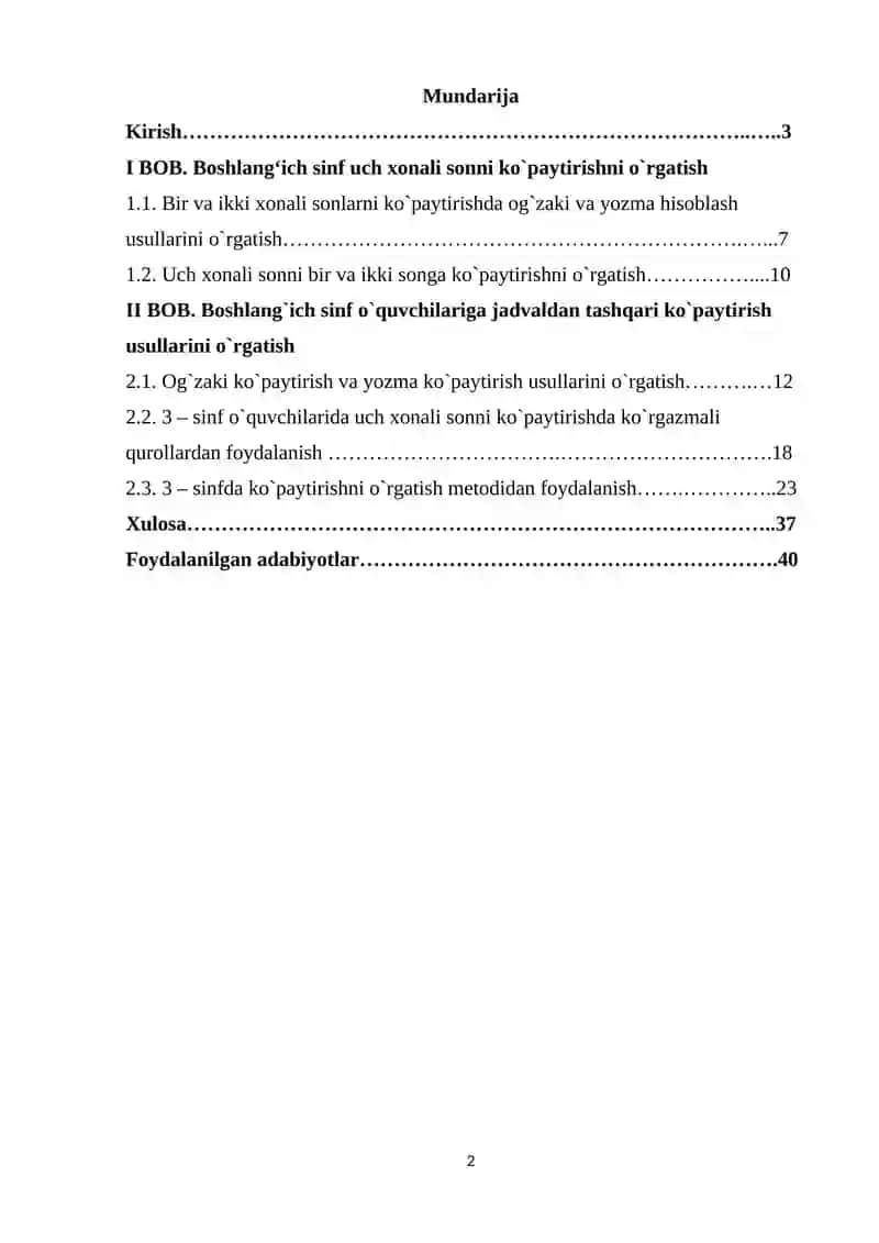 Boshlangich sinflarda uch xonali sonni bir xonali va ikki xonali songa kopaytirishni orgatish metodikasi 2