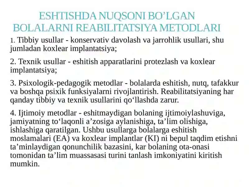 Eshtishda nuqsoni bo’lgan bolalarni reabilitatsiya metodlari 2