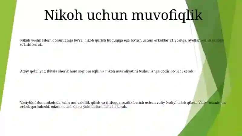 Nikoh Tuzish Tartibi Va Shartlari 2