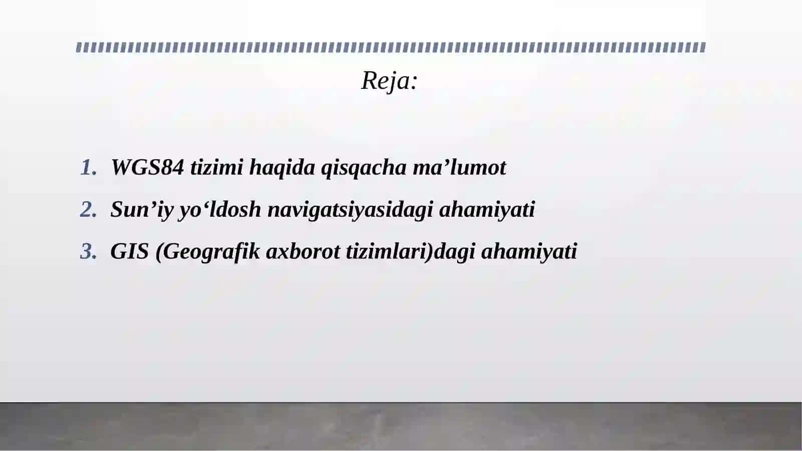 WGS84 global koordinata tizimining sun’iy yo‘ldosh navigatsiyasi va GIS texnologiyalaridagi ahamiyati 2