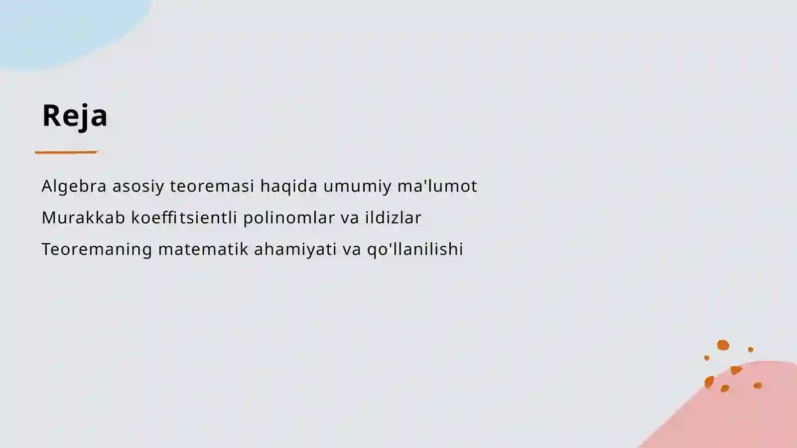 Algebraning asosiy teoremasi 2